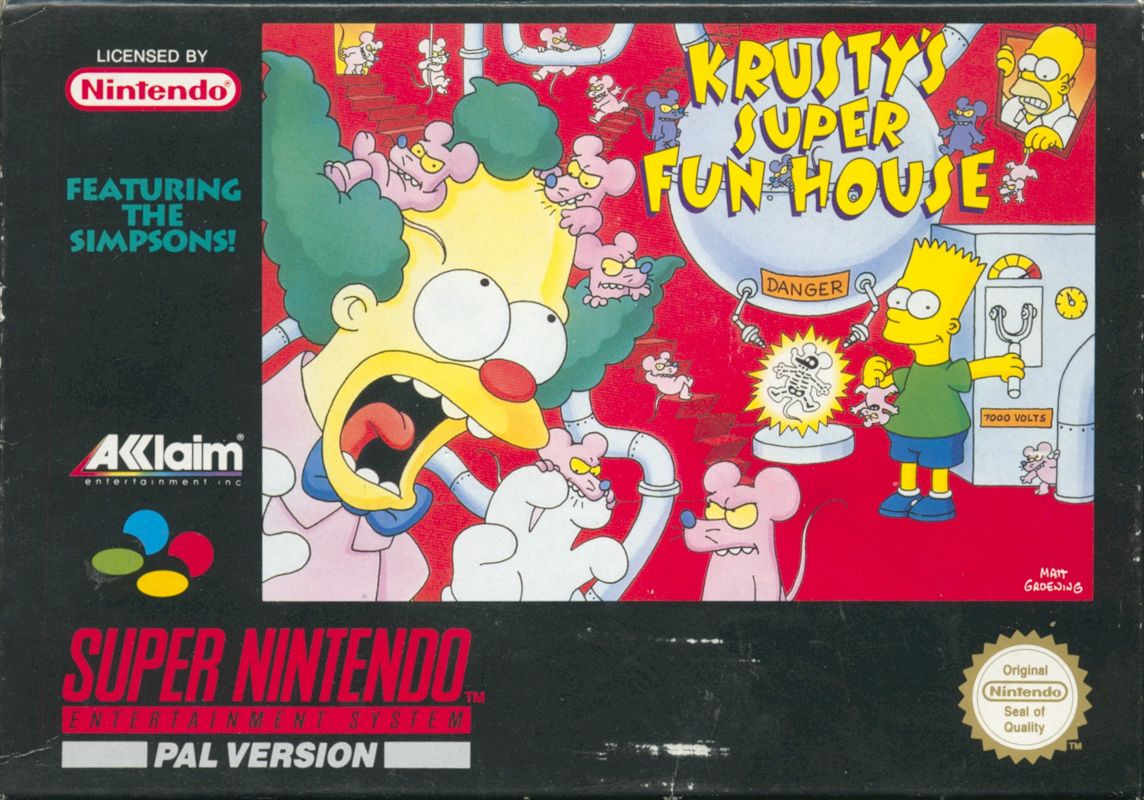 Krusty's Super Fun House box art for Sega Mega Drive